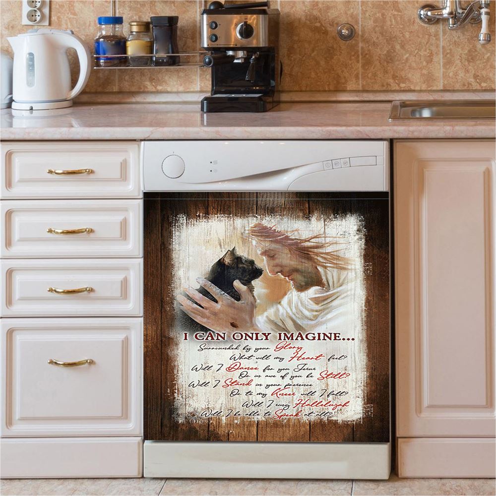 I Can Only Imagine Black Cat Jesus Dishwasher Cover, Take My Hand Dishwasher Stickers, Bible Verse Kitchen Decor
