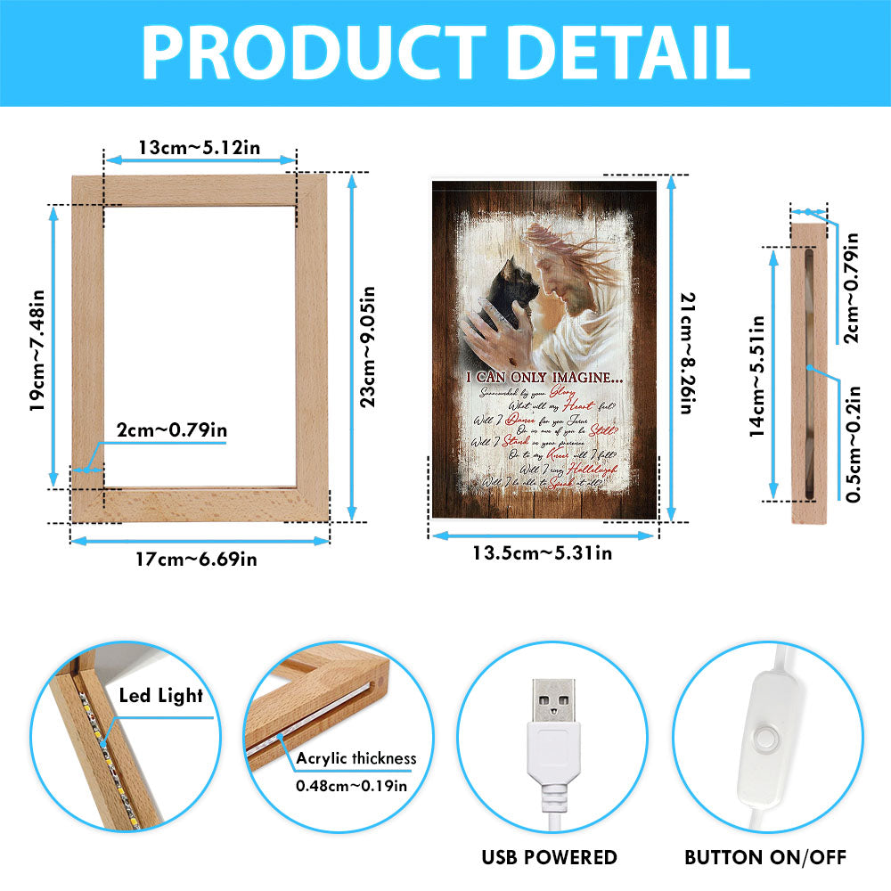 I Can Only Imagine Black Cat Jesus Frame Lamp - Take My Hand Frame Lamp Art - Bible Verse Wooden Lamp - Christian Home Decor