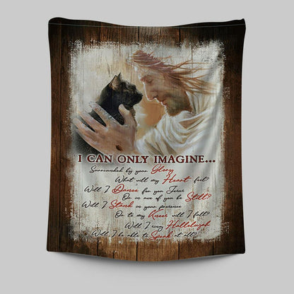 I Can Only Imagine Black Cat Jesus Tapestry - Take My Hand Tapestry Wall Art - Bible Verse Tapestry Art -  Christian Indoor Wall Tapestries
