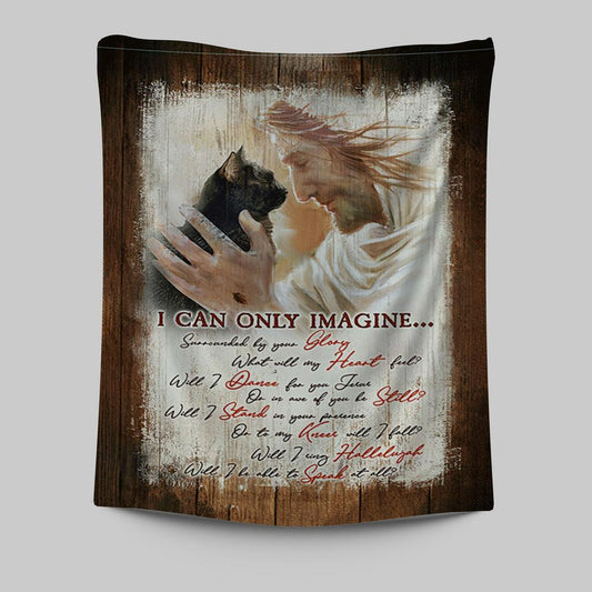 I Can Only Imagine Black Cat Jesus Tapestry - Take My Hand Tapestry Wall Art - Bible Verse Tapestry Art -  Christian Indoor Wall Tapestries