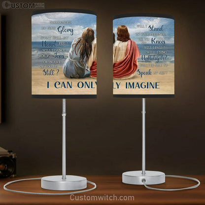 I Can Only Imagine Blue Beach Girl Lamb Gift Table Lamb - Christian Lamb Gift - Religious Art