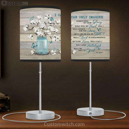 I Can Only Imagine Blue Butterfly Cotton Flower Table Lamb Gift - Bible Verse Table Lamb - Religious Bedroom Decor
