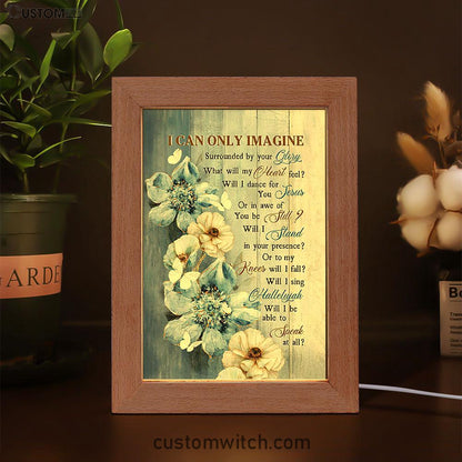 I Can Only Imagine Blue Flower White Butterfly Frame Lamp Art - Bible Verse Wooden Lamp - Inspirational Art - Christian Home Decor