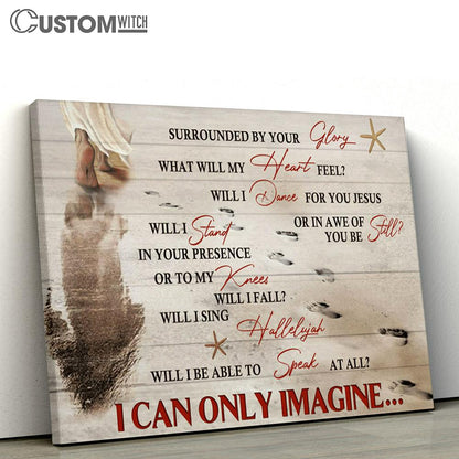 I Can Only Imagine Canvas - Footprints On The Beach Large Canvas Art - Christian Wall Art Home Decor - Religious Canvas Prints