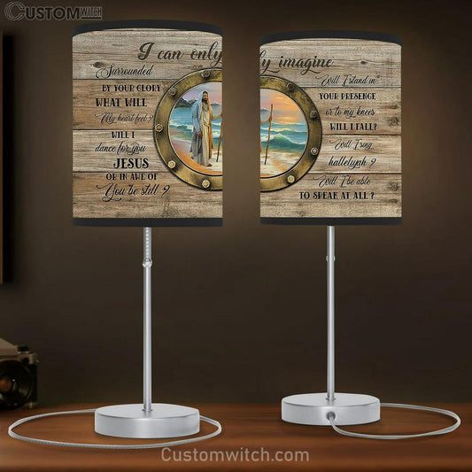I Can Only Imagine Table Lamb - Jesus Walking On The Beach Large Table Lamb Art - Christian Bedroom Decor - Religious Wall Decor