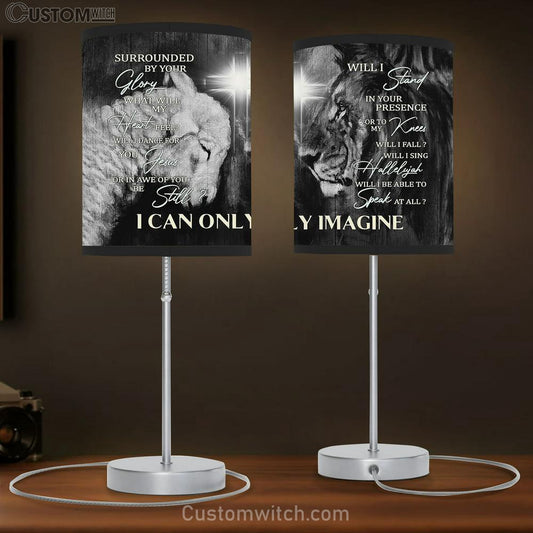 I Can Only Imagine Table Lamb - Lion Of Judah Lamb Of God Cross Light Large Table Lamb Art - Christian Bedroom Decor - Religious Wall Decor