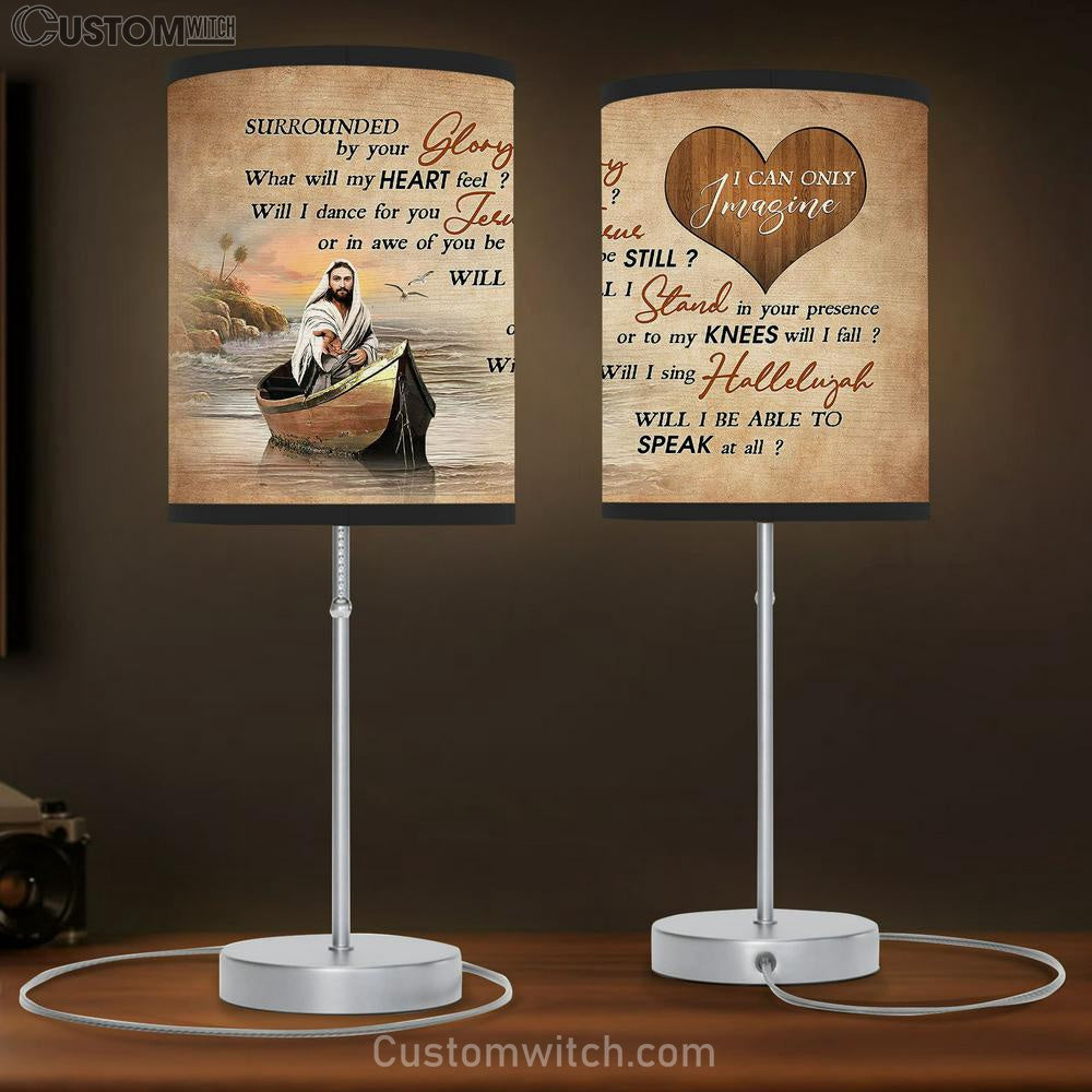 I Can Only Imagine Table Lamb - Walking With Jesus Boat Table Lamb Gift - Bible Verse Table Lamb - Religious Bedroom Decor
