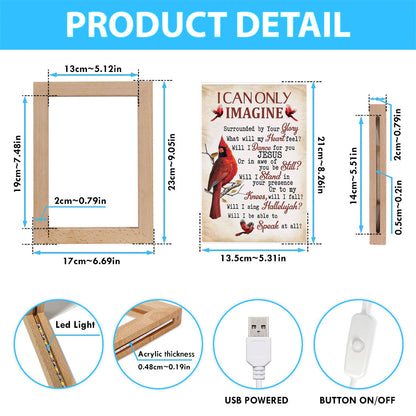 I Can Only Imagine Cardinal Christian Decor Frame Lamp Prints - Bible Verse Decor - Scripture Art