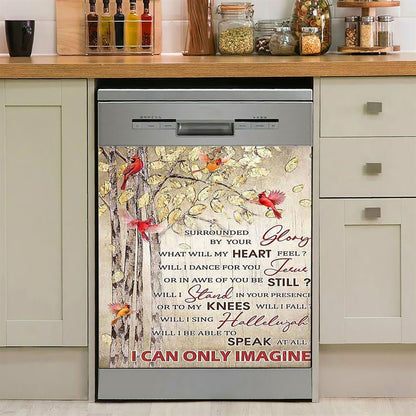 I Can Only Imagine Cardinal Dishwasher Cover, Christian Dishwasher Stickers, Bible Verse Kitchen Decor