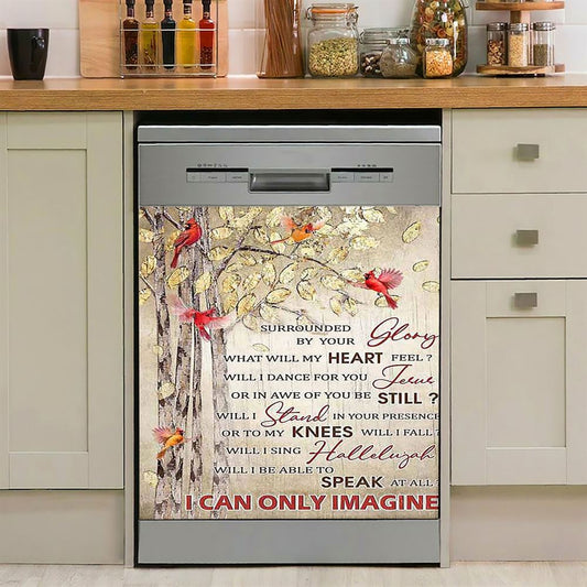 I Can Only Imagine Cardinal Dishwasher Cover, Christian Dishwasher Stickers, Bible Verse Kitchen Decor