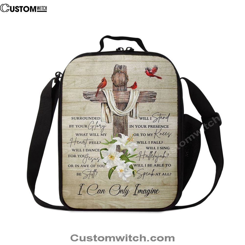 I Can Only Imagine Cardinal On The Cross Lunch Bag, Christian Lunch Bag, Religious Lunch Box For School, Picnic