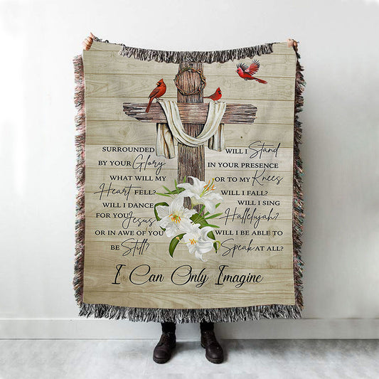 I Can Only Imagine Cardinal On The Cross Woven Throw Blanket - Christian Wall Woven Blanket - Religious Woven Blanket Prints