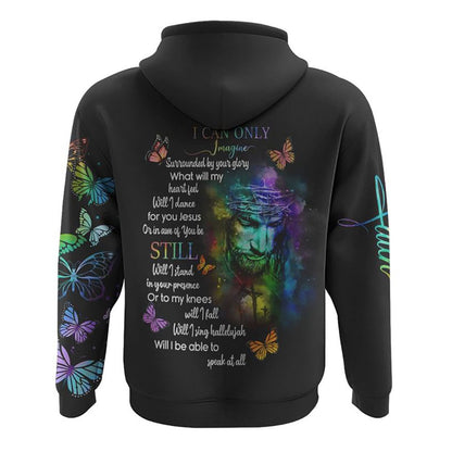 I Can Only Imagine Colorful Jesus Painting All Over Print 3D Hoodie, Christian Hoodie, Christian Sweatshirt, Bible Verse Shirt