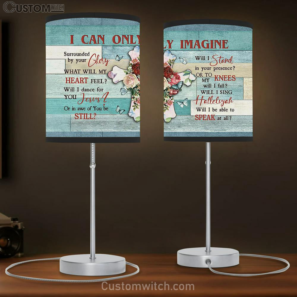 I Can Only Imagine Cross Flower Blue Butterfly Large Table Lamb Art - Christian Bedroom Decor - Religious Wall Decor