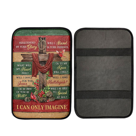 I Can Only Imagine Cross Pretty Cardinal Car Center Console Cover, Christian Car Armrest Accessories