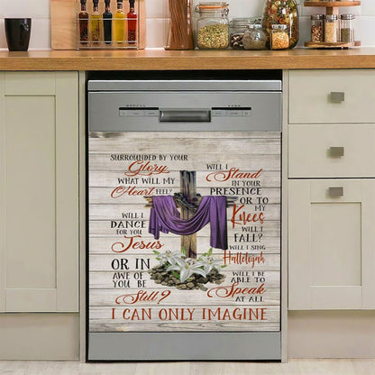I Can Only Imagine Cross Pretty Cardinal Dishwasher Cover, Bible Verse Dishwasher Stickers, Inspirational Kitchen Decor