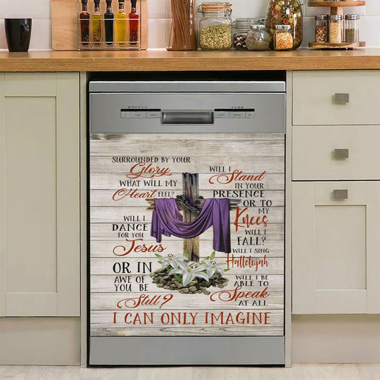 I Can Only Imagine Cross Pretty Cardinal Dishwasher Cover, Bible Verse Dishwasher Stickers, Inspirational Kitchen Decor