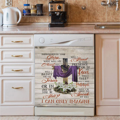 I Can Only Imagine Cross Pretty Cardinal Dishwasher Cover, Bible Verse Dishwasher Stickers, Inspirational Kitchen Decor