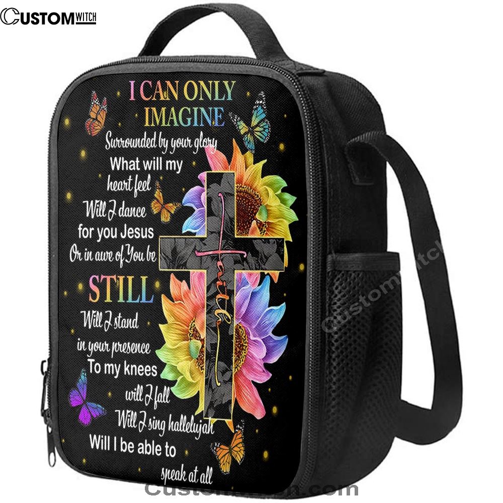 I Can Only Imagine Cross Sunflower Lunch Bag, Christian Lunch Bag, Religious Lunch Box For School, Picnic
