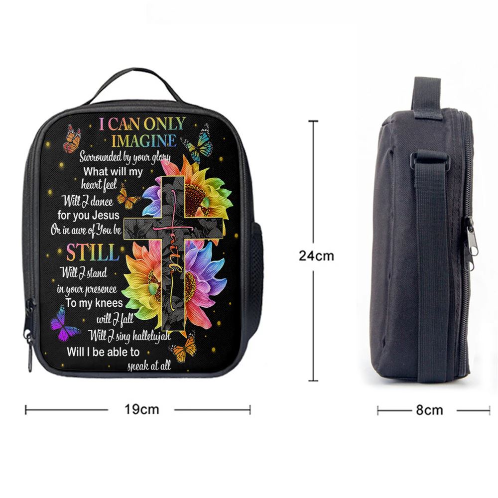 I Can Only Imagine Cross Sunflower Lunch Bag, Christian Lunch Bag, Religious Lunch Box For School, Picnic