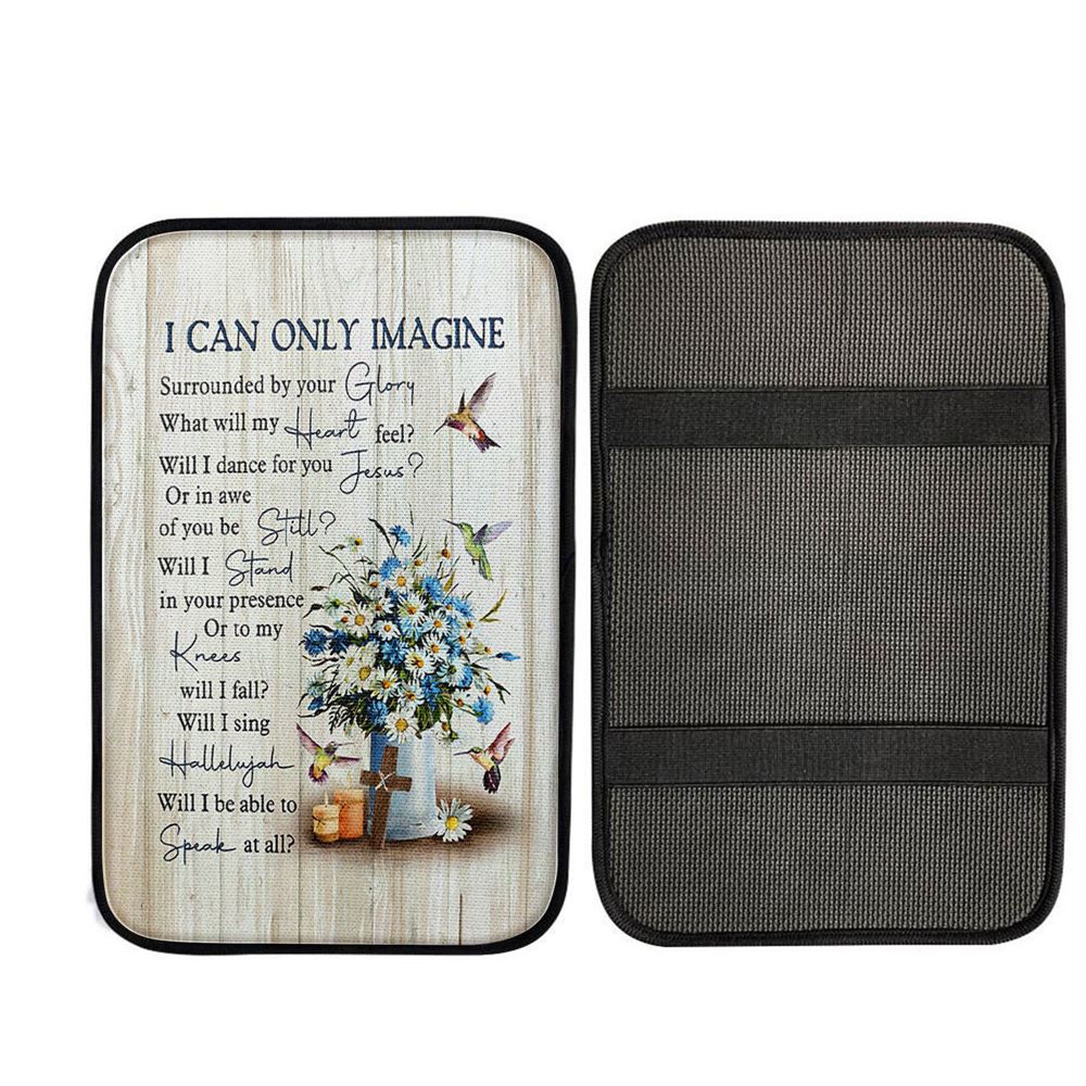 I Can Only Imagine Daisy Flower Hummingbird Car Center Console Cover, Christian Car Armrest Accessories