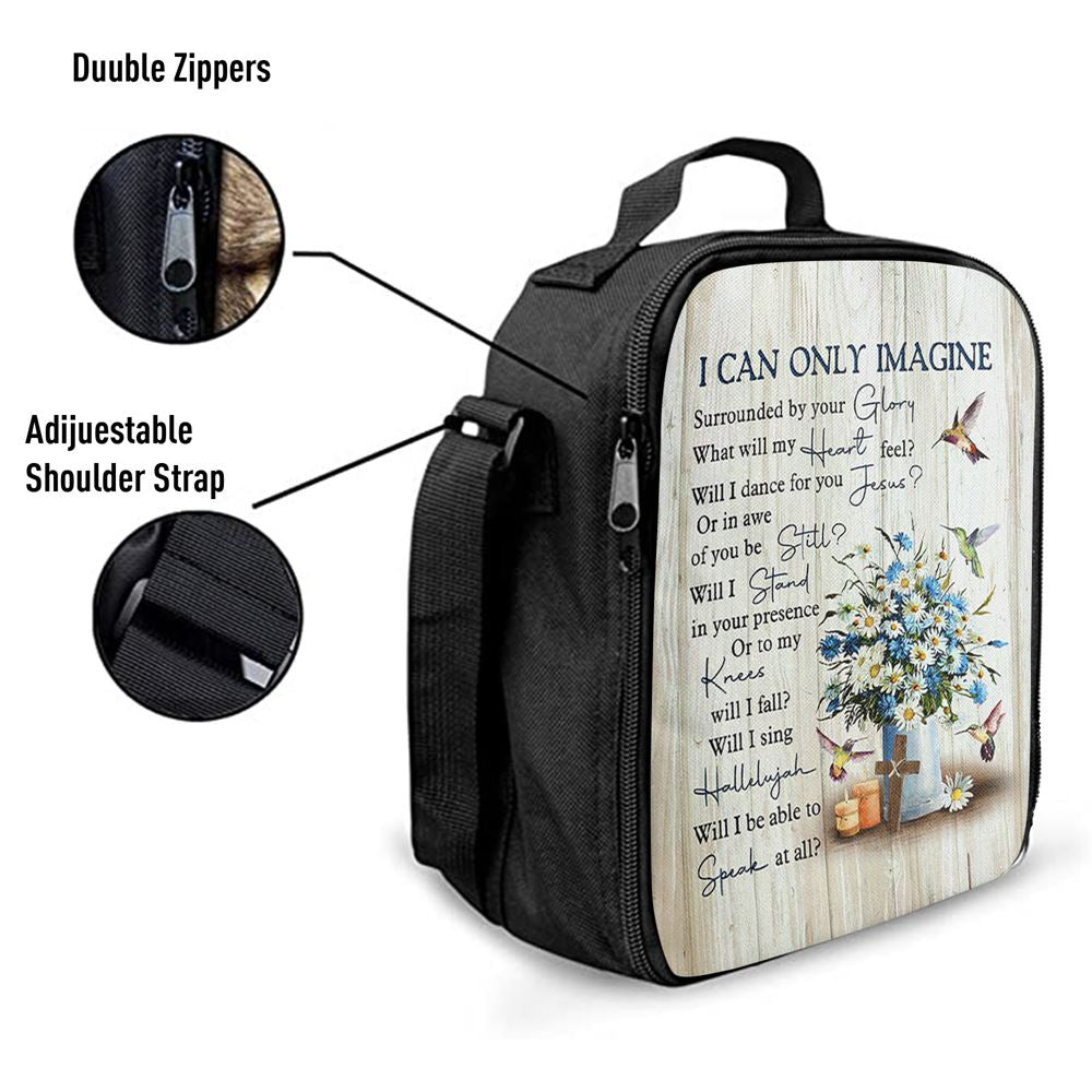 I Can Only Imagine Daisy Flower Hummingbird Lunch Bag, Christian Lunch Bag, Religious Lunch Box For School, Picnic