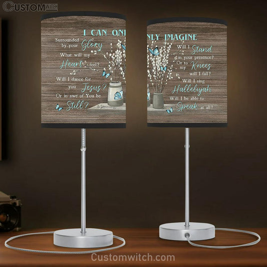 I Can Only Imagine Flower Blue Butterfly Table Lamb Gift - Bible Verse Table Lamb - Religious Bedroom Decor