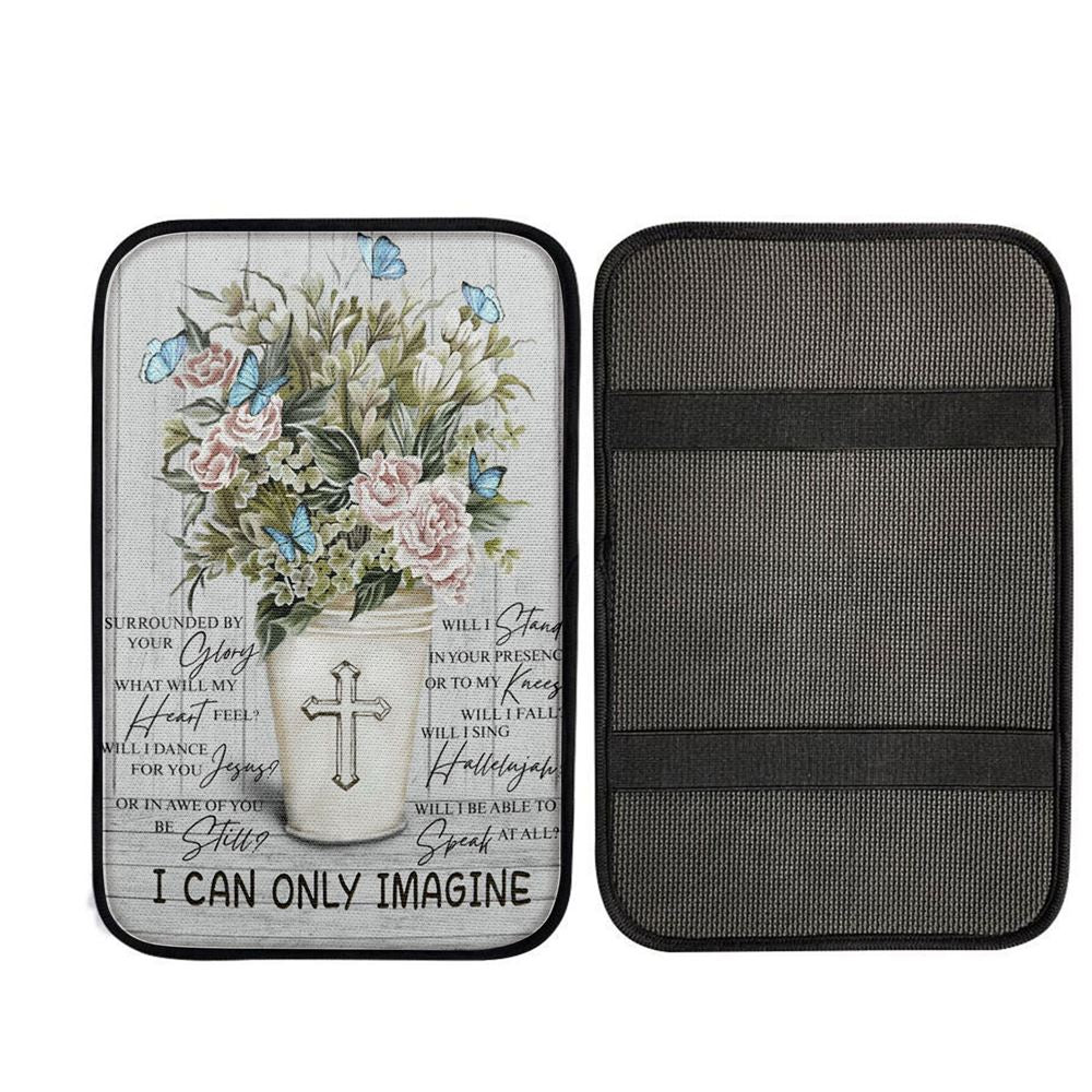 I Can Only Imagine Flower Cross Butterfly Car Center Console Cover, Christian Car Armrest Accessories