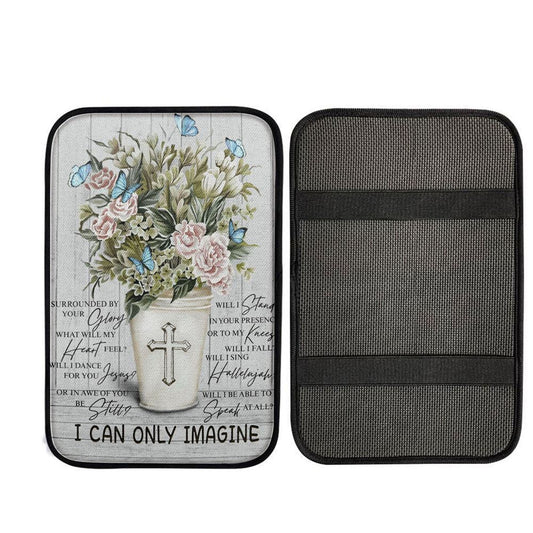 I Can Only Imagine Flower Cross Butterfly Car Center Console Cover, Christian Car Armrest Accessories