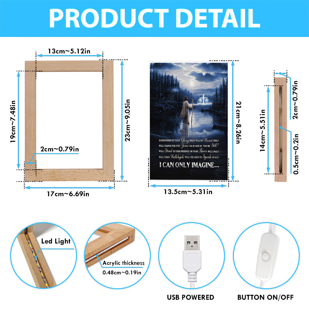 I Can Only Imagine Frame Lamp - Jesus Walking On Water Frame Lamp Art - Bible Verse Wooden Lamp - Inspirational Art - Christian Home Decor