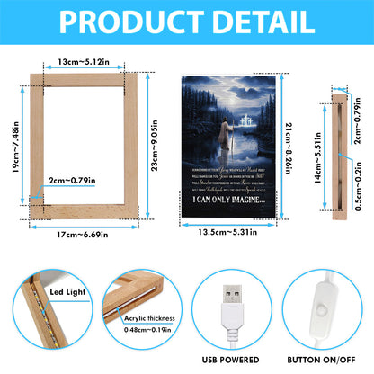 I Can Only Imagine Frame Lamp - Jesus Walking On Water Frame Lamp Art - Bible Verse Wooden Lamp - Inspirational Art - Christian Home Decor