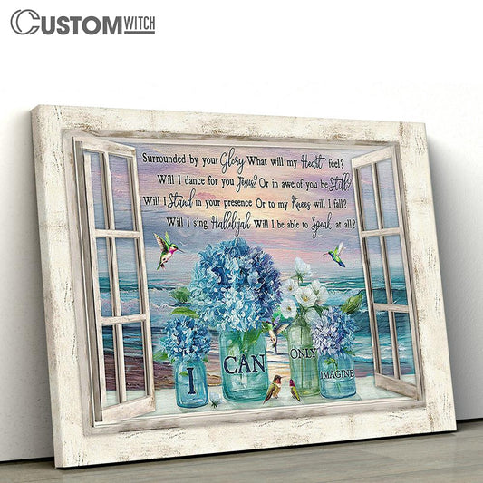 I Can Only Imagine Hydrangea Blue Flower Amazing Sunset Large Canvas Art - Christian Wall Decor - Religious Wall Decor