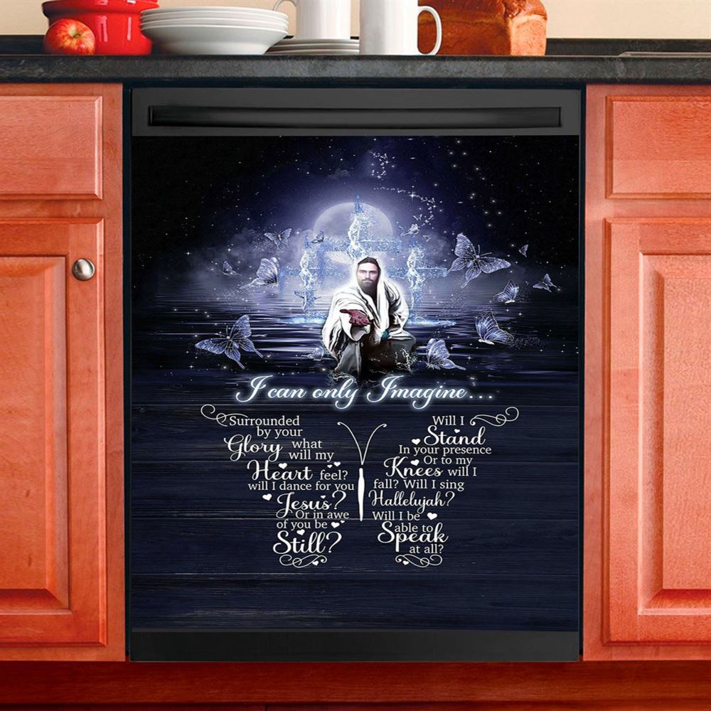 I Can Only Imagine Jesus & Butterflies Dishwasher Cover, Jesus Dishwasher Stickers, Christian Kitchen Decor