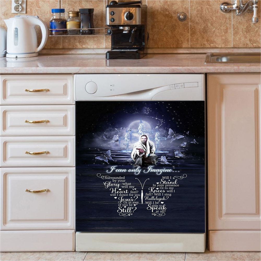 I Can Only Imagine Jesus & Butterflies Dishwasher Cover, Jesus Dishwasher Stickers, Christian Kitchen Decor