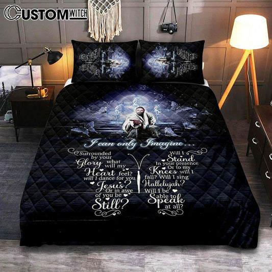I Can Only Imagine Jesus & Butterflies Quilt Bedding Set Bedroom - Jesus Quilt Bedding Set Pictures - Christian Quilt Bedding Set Bedroom