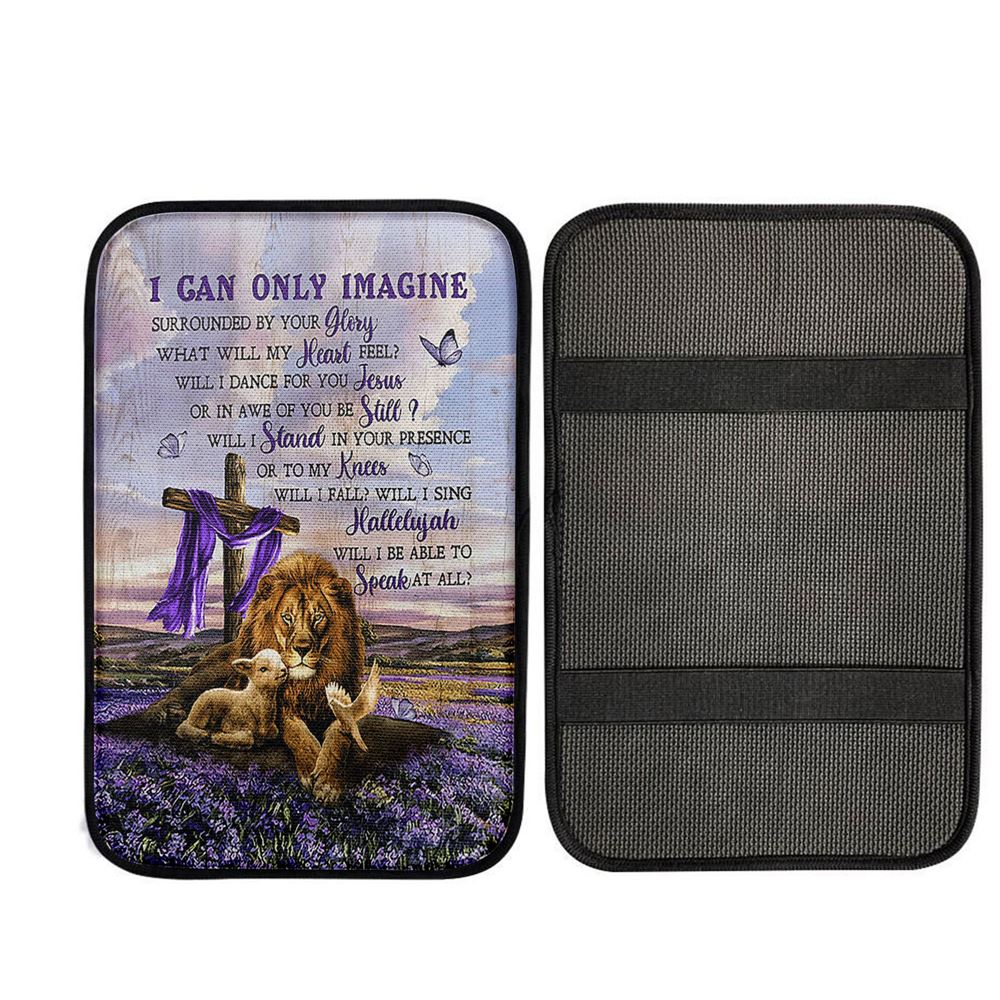 I Can Only Imagine Lavender Field Wooden Cross Car Armrest Pad, Christian Car Armrest Accessories