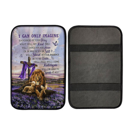 I Can Only Imagine Lavender Field Wooden Cross Car Armrest Pad, Christian Car Armrest Accessories