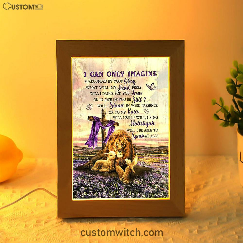 I Can Only Imagine Lavender Field Wooden Cross Frame Lamp - Christian Art - Religious Home Decor