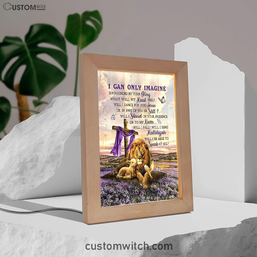 I Can Only Imagine Lavender Field Wooden Cross Frame Lamp - Christian Art - Religious Home Decor
