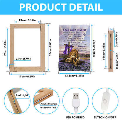 I Can Only Imagine Lavender Field Wooden Cross Frame Lamp - Christian Art - Religious Home Decor