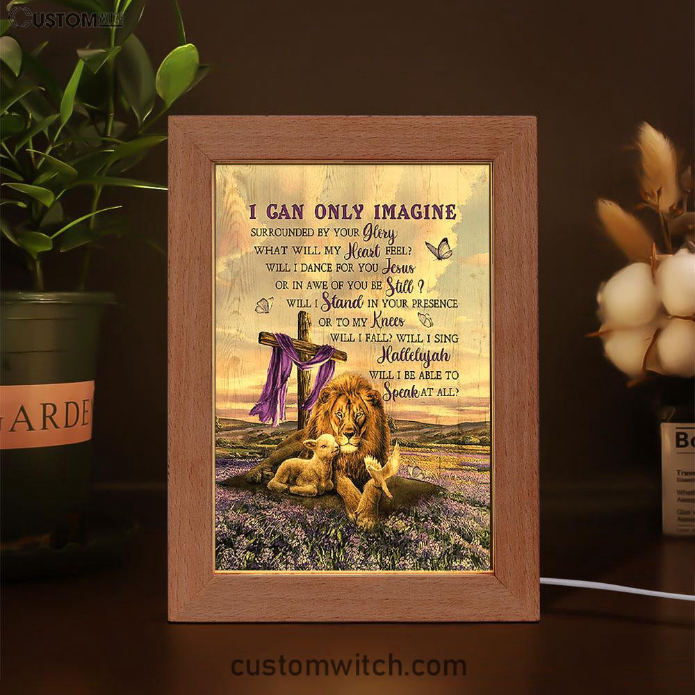 I Can Only Imagine Lavender Field Wooden Cross Frame Lamp - Christian Art - Religious Home Decor