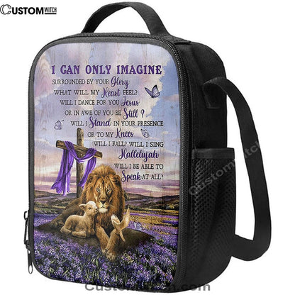 I Can Only Imagine Lavender Field Wooden Cross Lunch Bag, Christian Lunch Bag, Religious Lunch Box For School, Picnic