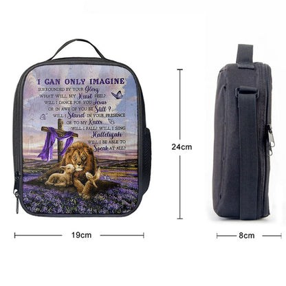 I Can Only Imagine Lavender Field Wooden Cross Lunch Bag, Christian Lunch Bag, Religious Lunch Box For School, Picnic