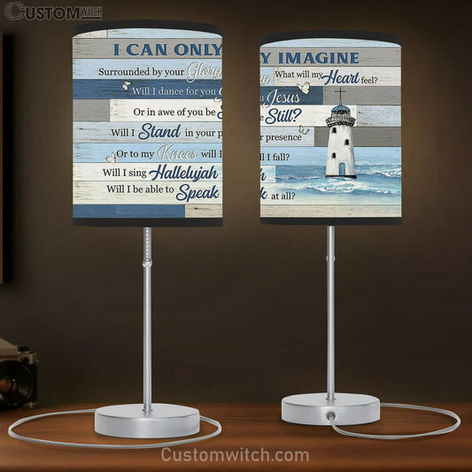 I Can Only Imagine Lighthouse Blue Ocean White Butterfly Large Table Lamb Art - Christian Bedroom Decor - Religious Wall Decor