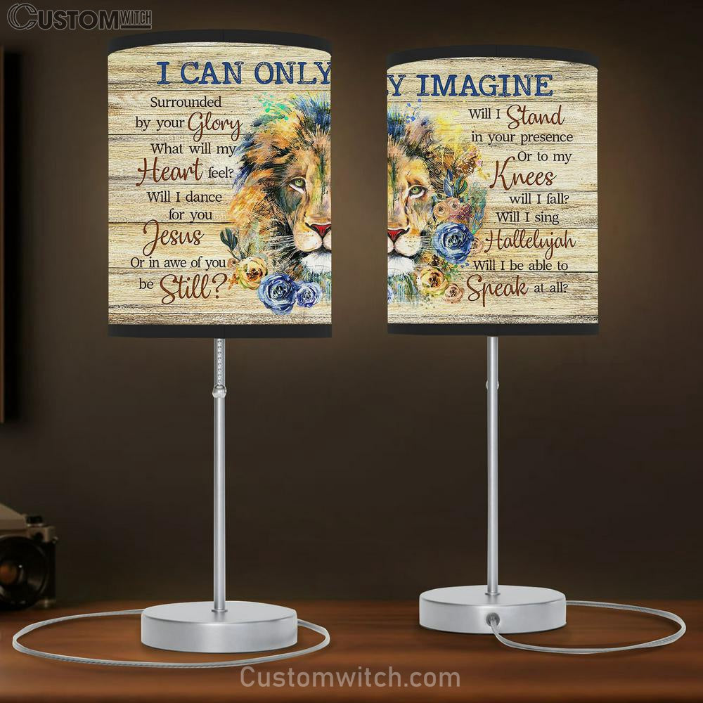 I Can Only Imagine Lion Blue And Yellow Rose Large Table Lamb Art - Christian Bedroom Decor - Religious Wall Decor