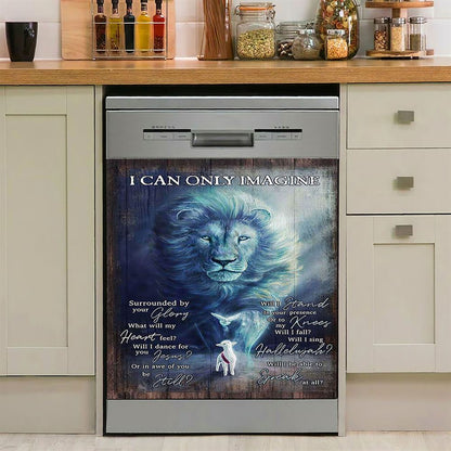 I Can Only Imagine Lion Dove Dishwasher Cover, Bible Verse Dishwasher Stickers, Inspirational Kitchen Decor