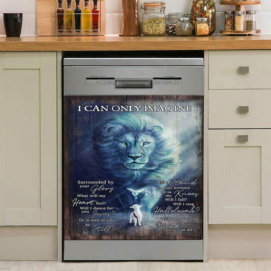 I Can Only Imagine Lion Dove Dishwasher Cover, Bible Verse Dishwasher Stickers, Inspirational Kitchen Decor