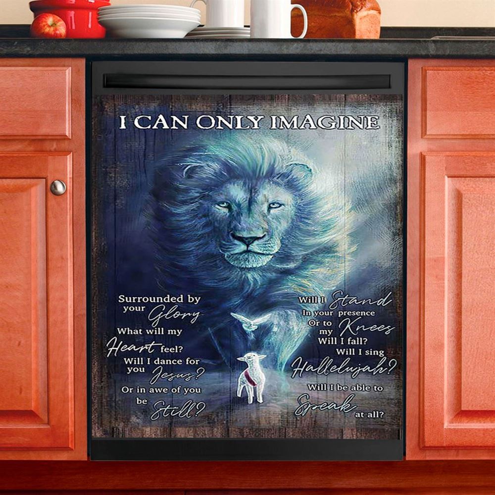 I Can Only Imagine Lion Dove Dishwasher Cover, Bible Verse Dishwasher Stickers, Inspirational Kitchen Decor