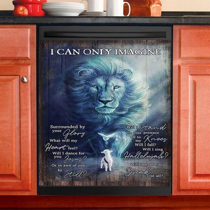 I Can Only Imagine Lion Dove Dishwasher Cover, Bible Verse Dishwasher Stickers, Inspirational Kitchen Decor