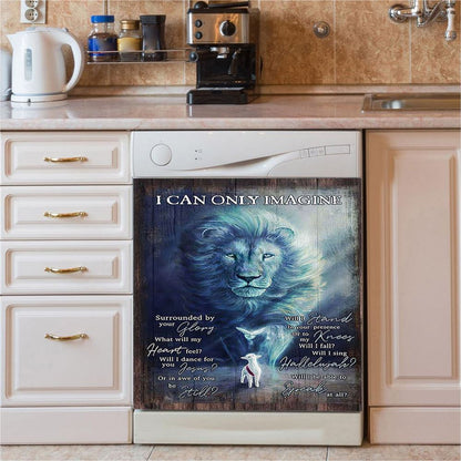 I Can Only Imagine Lion Dove Dishwasher Cover, Bible Verse Dishwasher Stickers, Inspirational Kitchen Decor